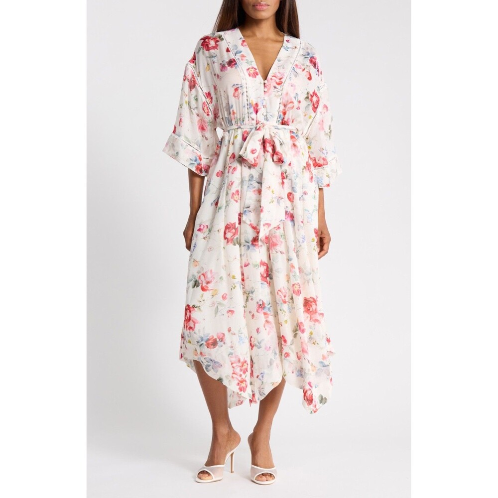 L'AGENCE Women’s Miki Floral Print Belted Maxi Dress size 12 NWT Boho Romantic